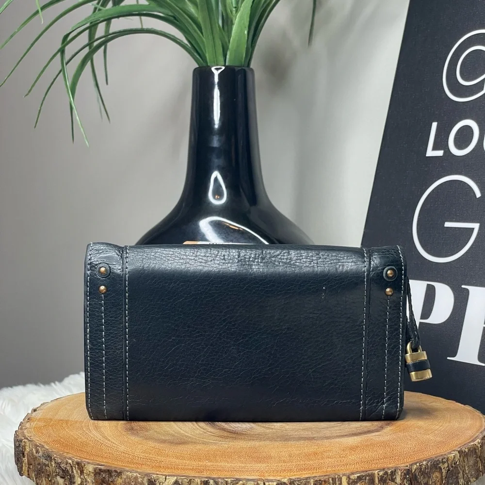 Chloe Paddington Long Black Leather Wallet with Gold Studs - Picture 2 of 12
